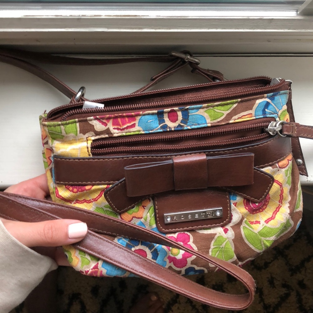 Rosetti flower print chestnut crossbody bag